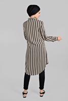 Vêtements hijab NOIR TUNIQUE CHEMISE RAYÉE À ASYMÉTRIQUE  4804 