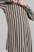 Hijab clothing BLACK ASYMMETRICAL STRIPPED SHIRT TUNIC 4804 