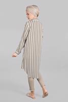 Vêtements hijab BEIGE TUNIQUE CHEMISE RAYÉE À ASYMÉTRIQUE  4804 