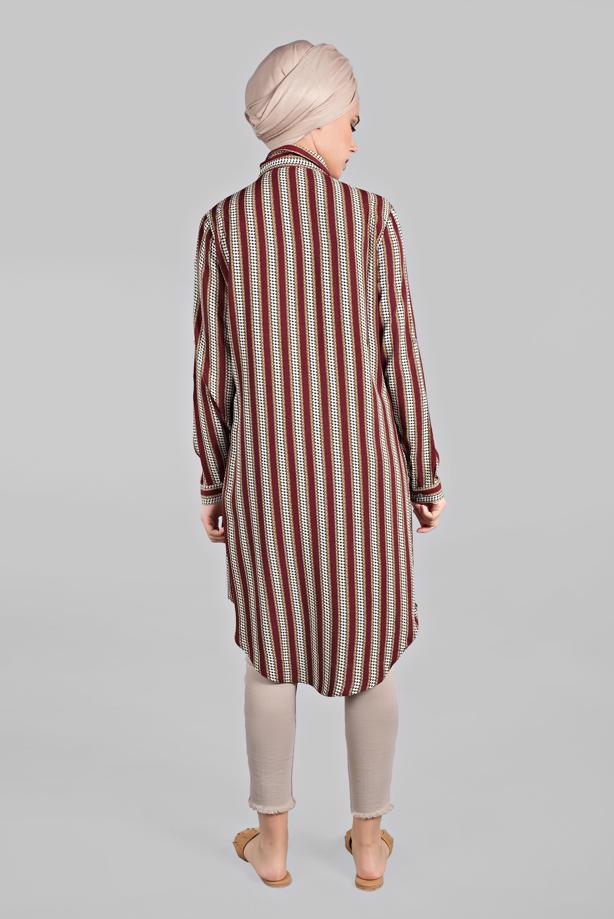 Vêtements hijab  ASYMMETRICAL STRIPPED SHIRT TUNIC 4804  - TRENDTESETTÜR