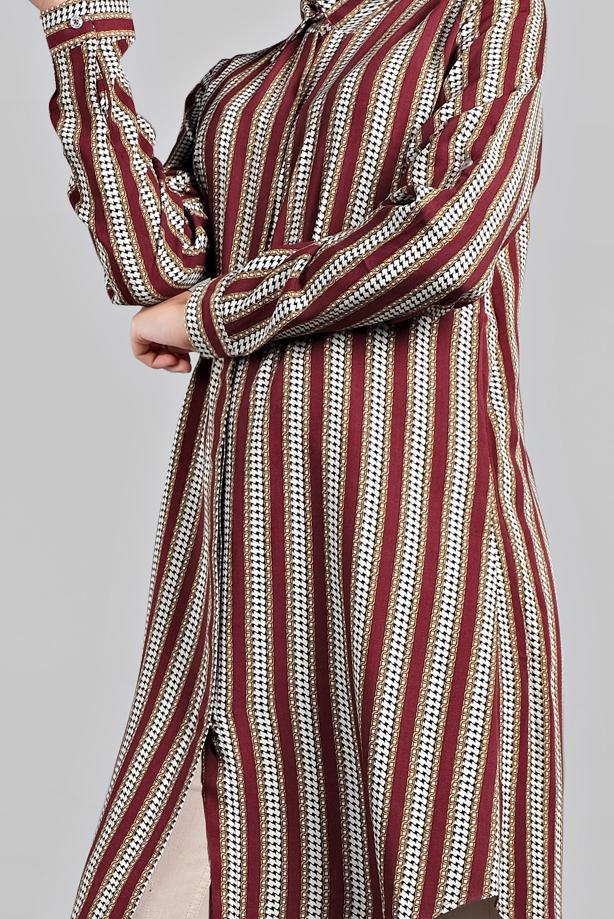 Vêtements hijab  ASYMMETRICAL STRIPPED SHIRT TUNIC 4804  - TRENDTESETTÜR