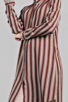 Hijab clothing CLARET RED ASYMMETRICAL STRIPPED SHIRT TUNIC 4804 