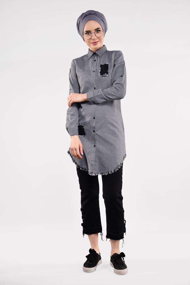 Vêtements hijab  SEQUINNED FRINGED TUNIC 4829  - TRENDTESETTÜR
