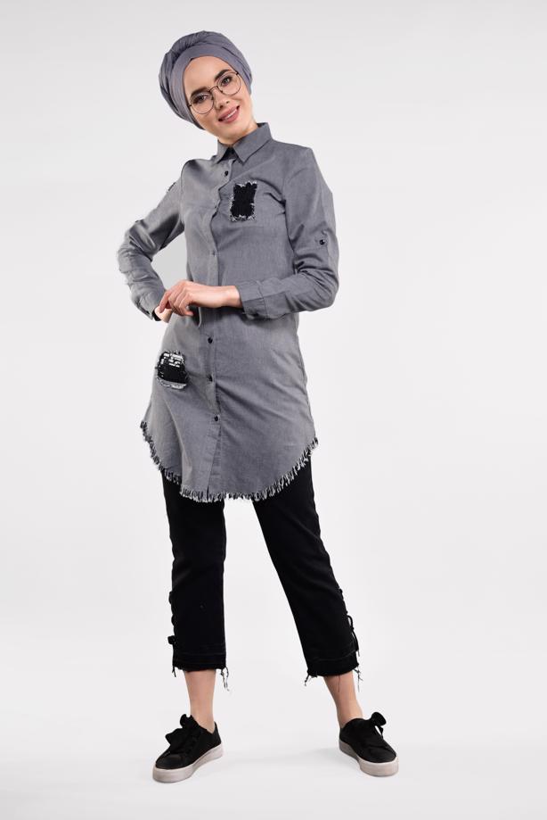 Vêtements hijab  SEQUINNED FRINGED TUNIC 4829  - TRENDTESETTÜR