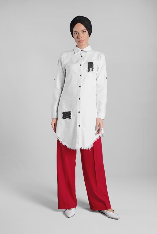 Tesettür giyim  PUL PAYET VE PÜSKÜL DETAYLI TUNİK 4829 - TRENDTESETTÜR