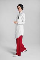 Tesettür giyim BEYAZ PUL PAYET VE PÜSKÜL DETAYLI TUNİK 4829