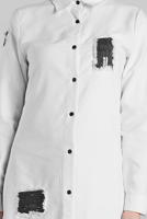 Tesettür giyim BEYAZ PUL PAYET VE PÜSKÜL DETAYLI TUNİK 4829