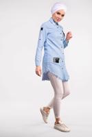 Vêtements hijab BLEU TUNIQUE À FRANGES À SEQUINS 4829 