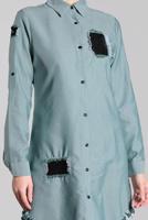 Tesettür giyim YEŞİL PUL PAYET VE PÜSKÜL DETAYLI TUNİK 4829