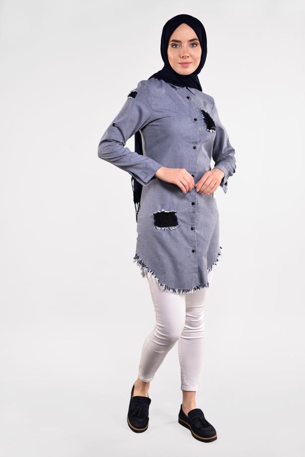 Vêtements hijab  SEQUINNED FRINGED TUNIC 4829  - TRENDTESETTÜR