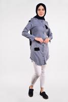 Vêtements hijab BLEU MARINE TUNIQUE À FRANGES À SEQUINS 4829 