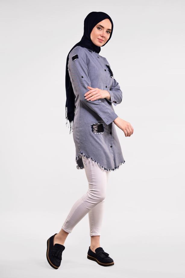Vêtements hijab  SEQUINNED FRINGED TUNIC 4829  - TRENDTESETTÜR