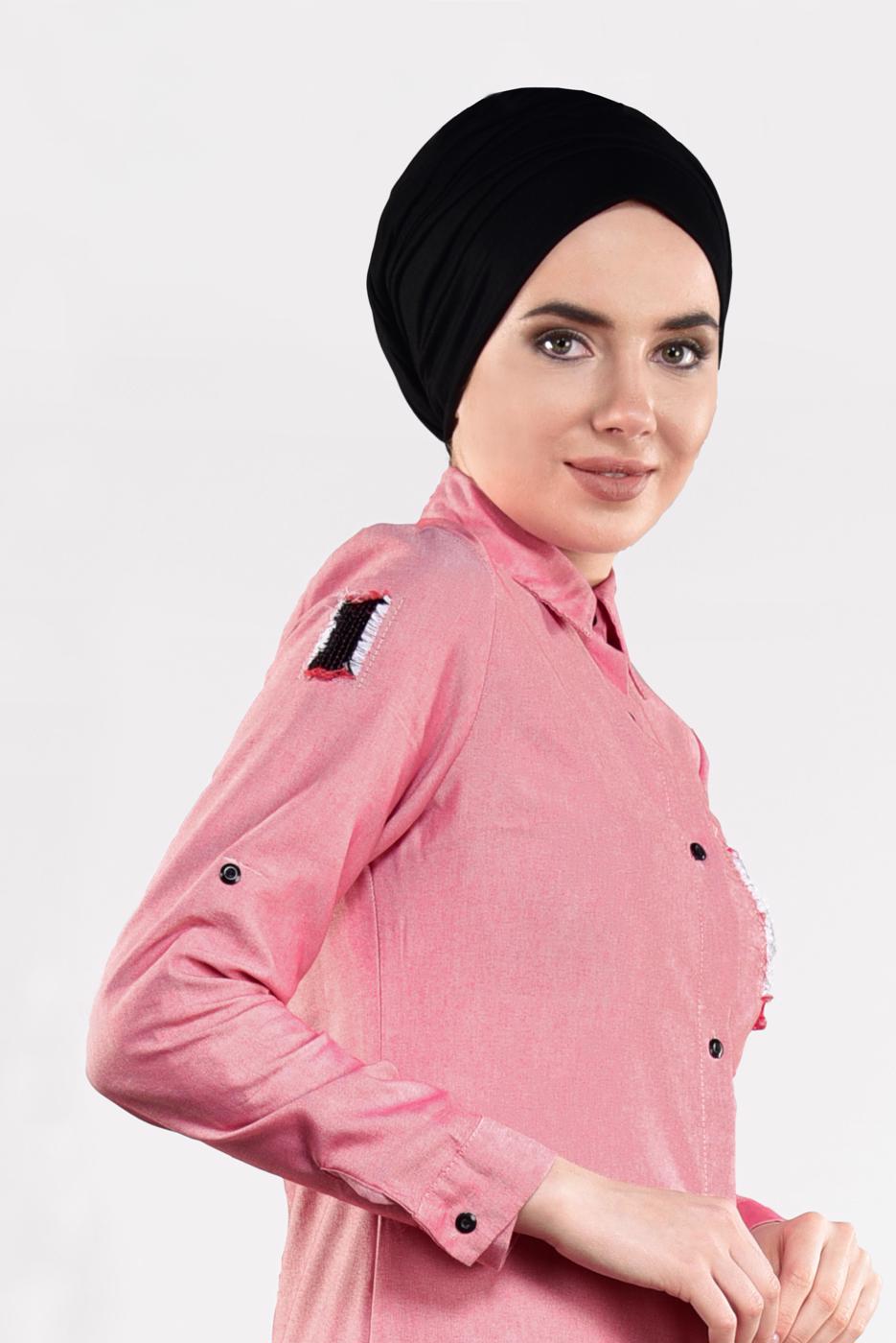 Hijab clothing RED SEQUINNED FRINGED TUNIC 4829 