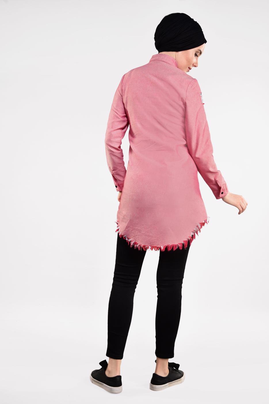 Hijab clothing RED SEQUINNED FRINGED TUNIC 4829 