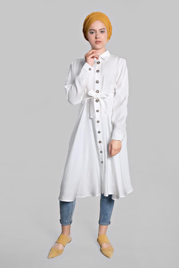 Vêtements hijab  BUTTON-TRIMMED TUNIC 4834 - TRENDTESETTÜR