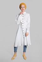 Hijab clothing CREAM BUTTON-TRIMMED TUNIC 4834