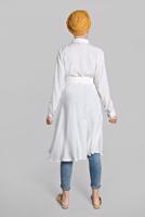 Hijab clothing CREAM BUTTON-TRIMMED TUNIC 4834