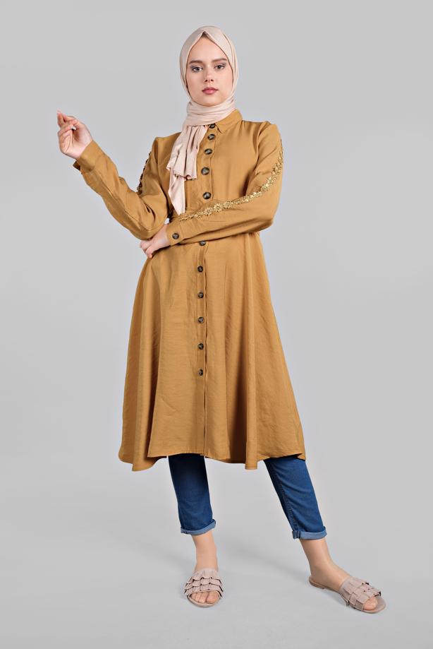 Vêtements hijab  BUTTON-TRIMMED TUNIC 4834 - TRENDTESETTÜR