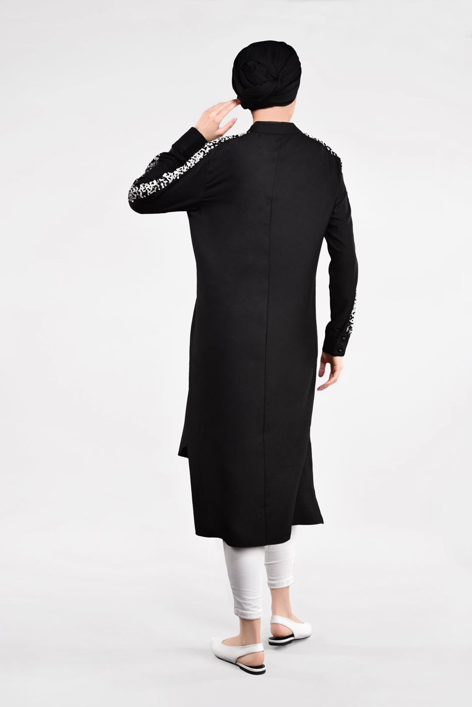 Tesettür giyim SİYAH KOLLARI PUL PAYETLİ TUNİK 5032