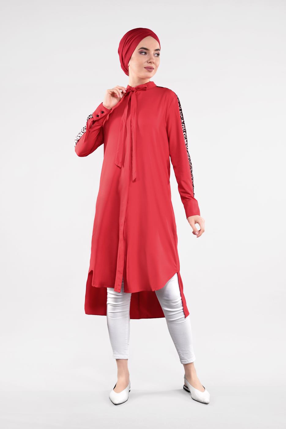 Tesettür giyim MERCAN KOLLARI PUL PAYETLİ TUNİK 5032