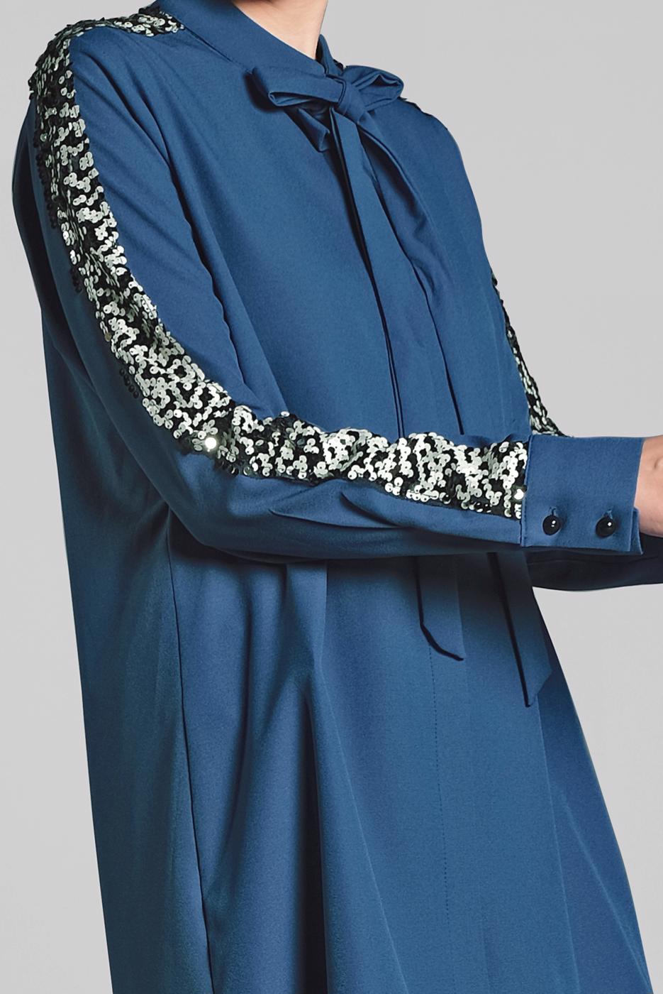 Tesettür giyim LACİVERT KOLLARI PUL PAYETLİ TUNİK 5032