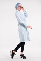 Vêtements hijab BLEU TUNIQUE CHEMISE TAILLE-NOUÉE  5109