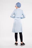 Vêtements hijab BLEU TUNIQUE CHEMISE TAILLE-NOUÉE  5109