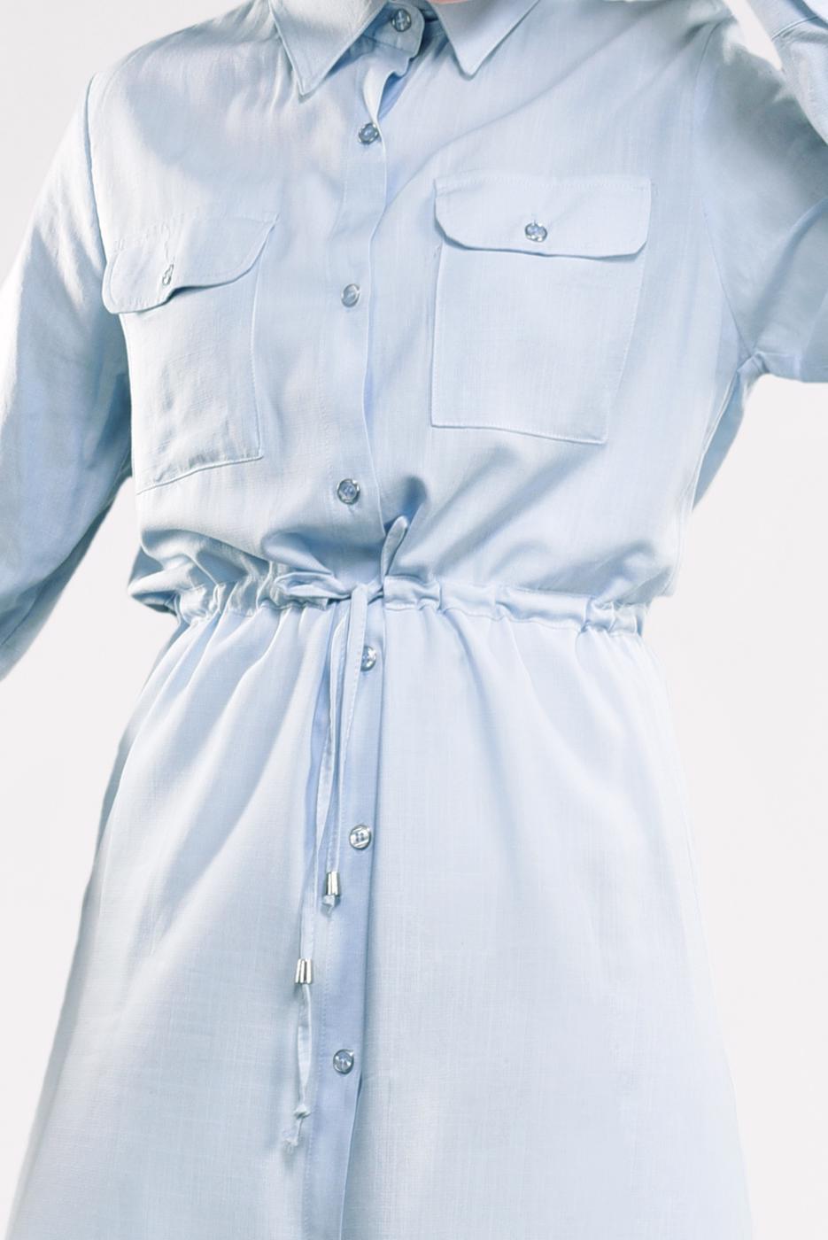 Vêtements hijab BLEU TUNIQUE CHEMISE TAILLE-NOUÉE  5109