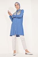 Tesettür giyim MAVİ PUL İŞLEMELİ TUNİK T 5571