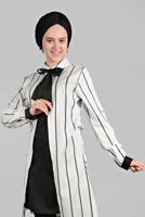 Vêtements hijab ÉCRU TUNIQUE EN COTON À NŒUDS 6034 