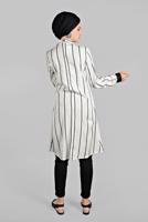 Vêtements hijab ÉCRU TUNIQUE EN COTON À NŒUDS 6034 