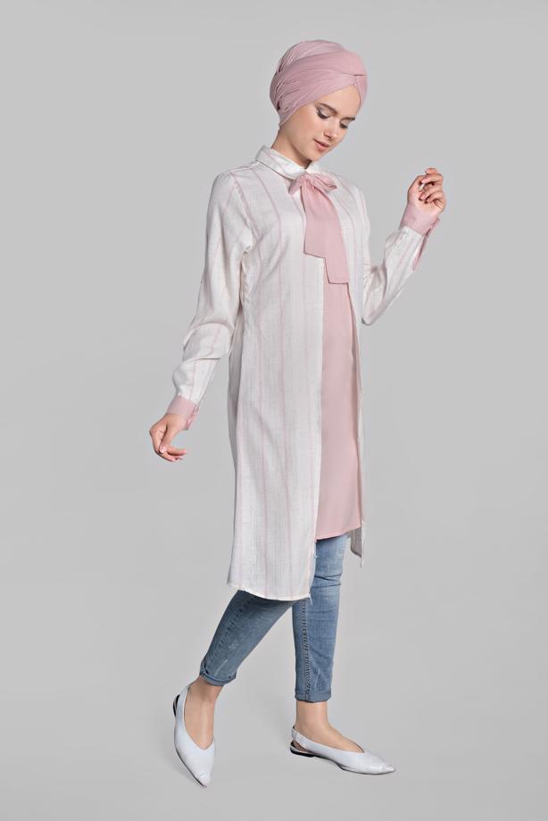 Vêtements hijab  BOW-TIE COTTON TUNIC 6034 - TRENDTESETTÜR