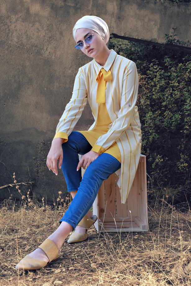 Vêtements hijab  BOW-TIE COTTON TUNIC 6034 - TRENDTESETTÜR