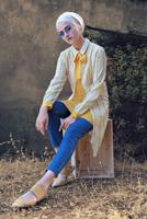 Vêtements hijab ÉCRU TUNIQUE EN COTON À NŒUDS 6034 