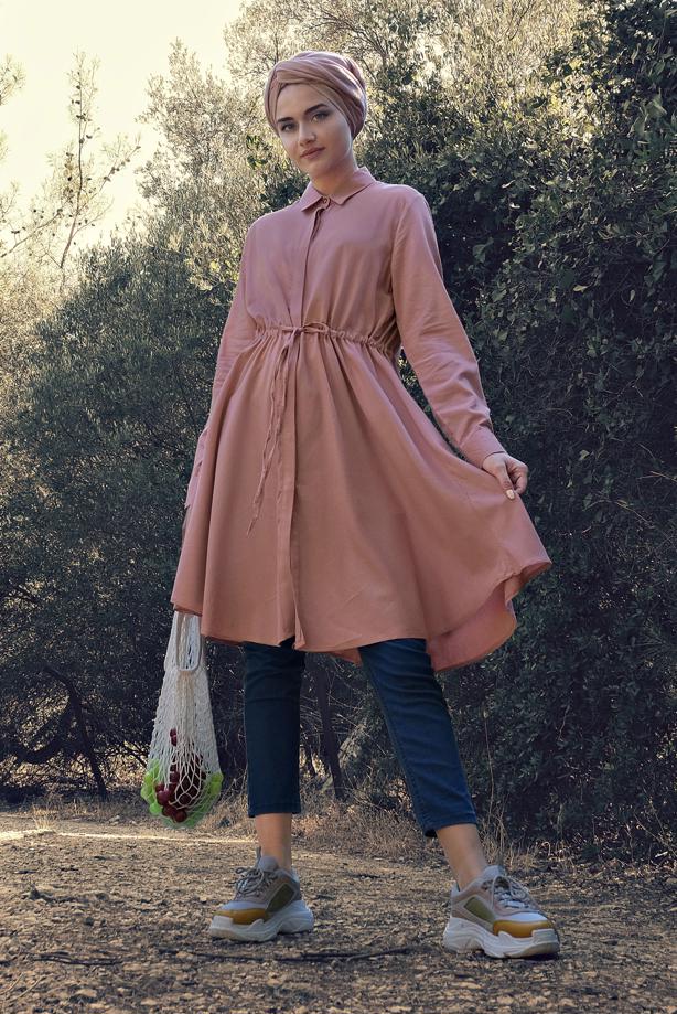 Vêtements hijab  SMOCKED-WAIST BUTTONED TUNIC 6144  - TRENDTESETTÜR