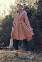 Vêtements hijab POUDRE TUNIQUE BOUTONNÉE TAILLE À SMOCKS  6144