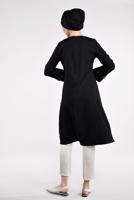 Tesettür giyim SİYAH PUL PAYETLİ ETEK UCU OVAL KESİM VOLANLI TUNİK 6284