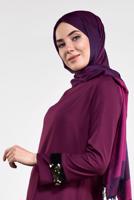 Tesettür giyim MOR PUL PAYETLİ ETEK UCU OVAL KESİM VOLANLI TUNİK 6284