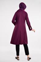 Tesettür giyim MOR PUL PAYETLİ ETEK UCU OVAL KESİM VOLANLI TUNİK 6284