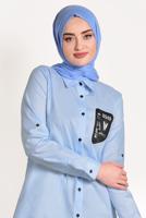 Vêtements hijab BLEU TUNIQUE CHEMISE IMPRIMÉE 6429 