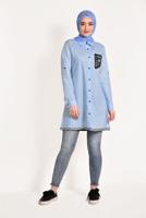 Vêtements hijab BLEU TUNIQUE CHEMISE IMPRIMÉE 6429 