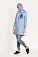 Vêtements hijab BLEU TUNIQUE CHEMISE IMPRIMÉE 6429 