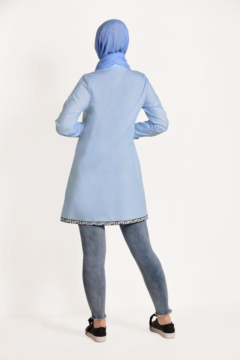 Vêtements hijab BLEU TUNIQUE CHEMISE IMPRIMÉE 6429 
