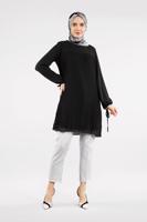 Hijab clothing BLACK PLEATED TUNIC 6498 