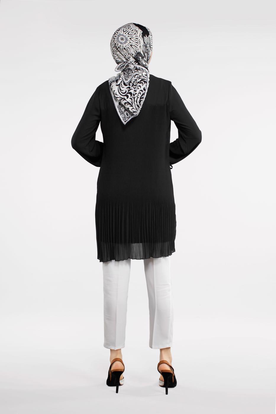 Vêtements hijab NOIR TUNIQUE À PLISSÉE 6498 