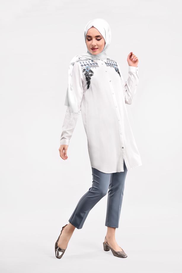 Vêtements hijab  EMBROIDERED TUNIC 6691  - TRENDTESETTÜR