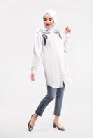Hijab clothing CREAM EMBROIDERED TUNIC 6691 