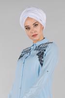 Hijab clothing BLUE EMBROIDERED TUNIC 6691 
