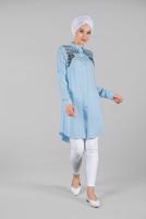 Hijab clothing BLUE EMBROIDERED TUNIC 6691 