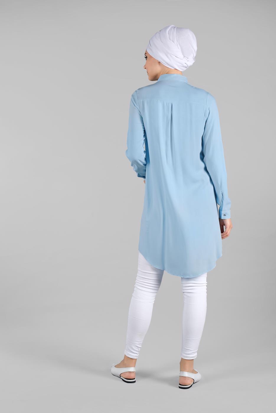 Hijab clothing BLUE EMBROIDERED TUNIC 6691 